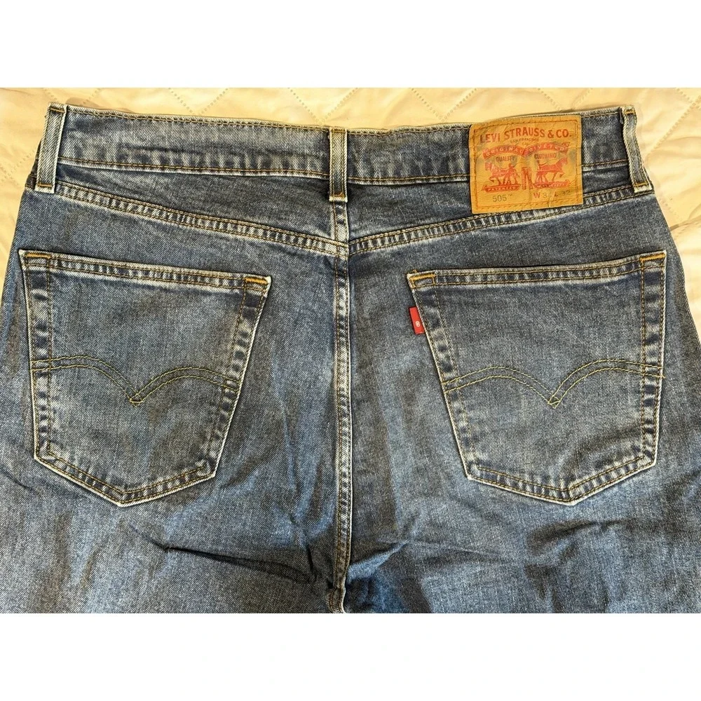 Levis‎ 505 Size Actual 34X32 Mens Blue Jeans Stretch Medium Wash